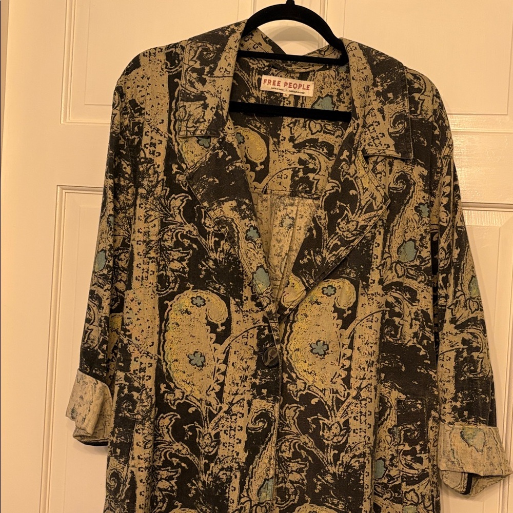 Free People Paisley trench coat duster in size medium